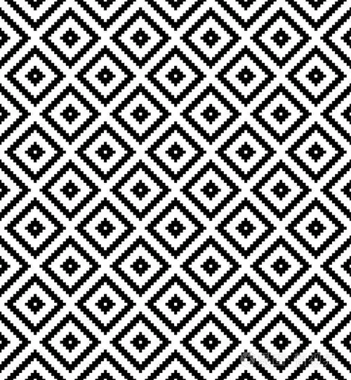 无缝黑白钻石网格检查像素重复模式