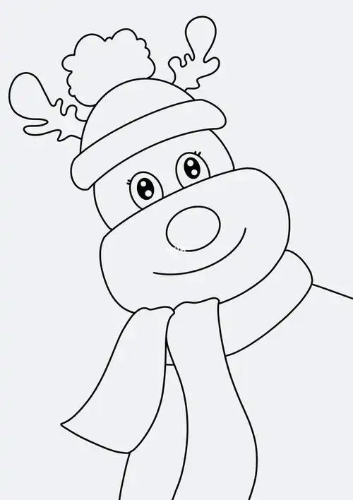 圣诞节主题画麋鹿儿童创意画简单带步骤