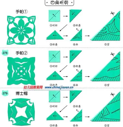 怎样剪手帕_幼儿学剪纸图解教程_幼儿园手工大全