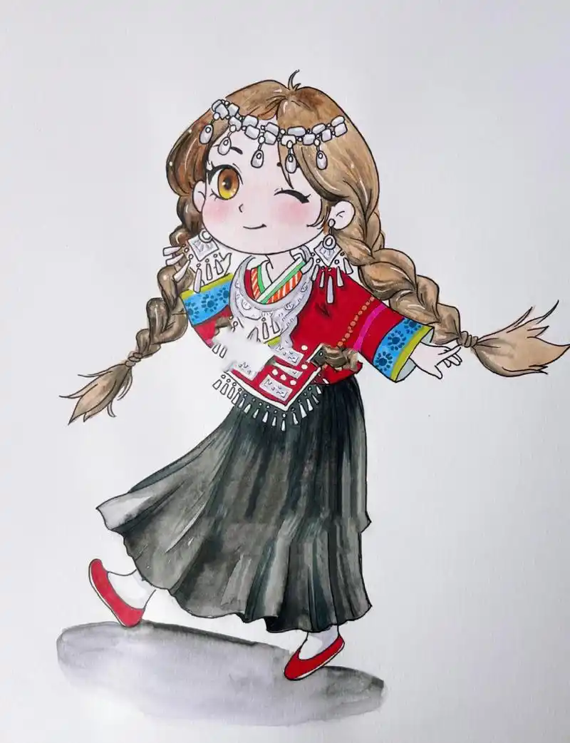 治愈系漫画# #好看的漫画推荐# #儿童画# #苗族# #苗族服饰# #漫