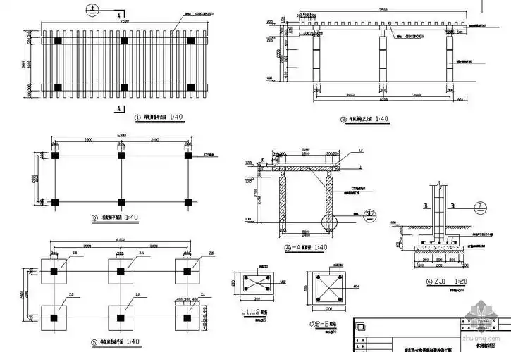 [图块/节点]休闲廊架施工详图