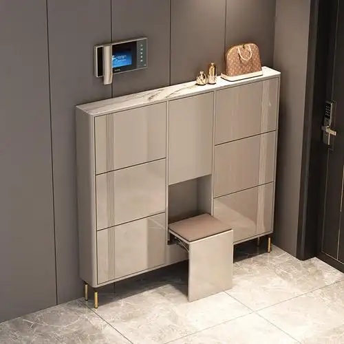 2021新款爆款17cm轻奢超薄鞋柜家用门口可坐式入户翻斗鞋柜玄关柜