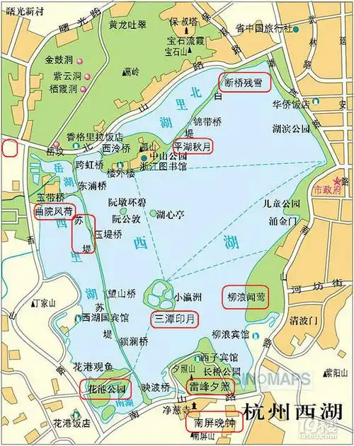 西湖十景地图