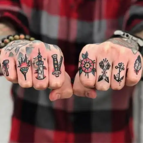 byzhenzi榛子本铺欧美oldschool风手指男女玫瑰舵羽毛火焰纹身贴