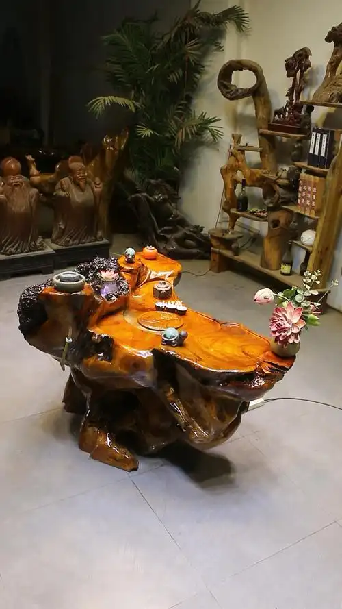 老香樟木根雕茶几茶台茶桌自然树瘤精品