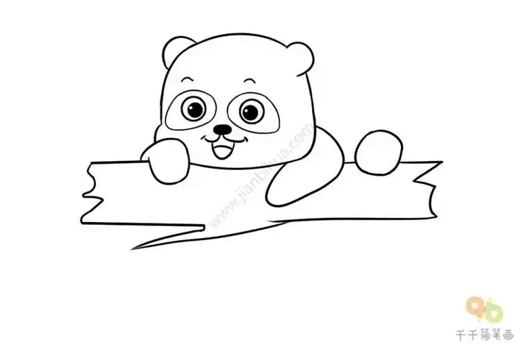 爬树熊猫简笔画步骤图