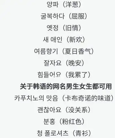 好听的韩国网名女生