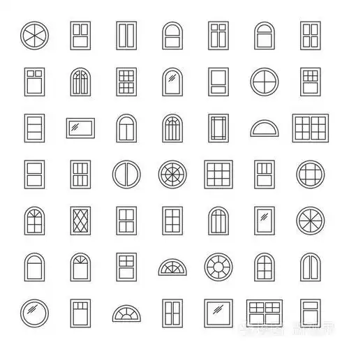 体系结构元素.在白色背景上隔离的线条图标.