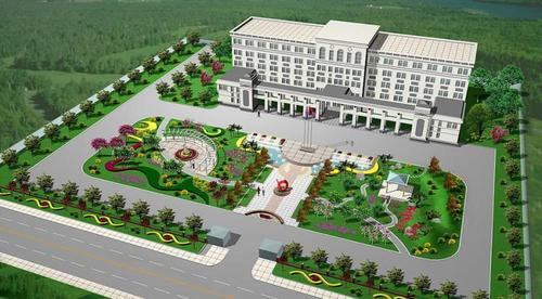 办公楼前绿化花园景观设计效果图 厂房绿化厂区绿化庭院绿化景观