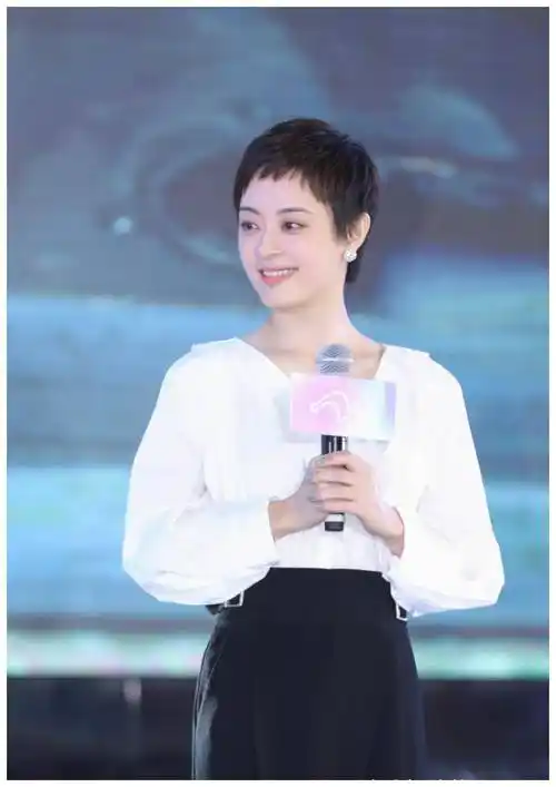 37岁的孙丽新造型活动,白色衬衫搭配黑色裙子,看起来很高档,白色上衣