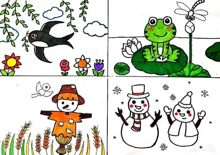 春夏秋冬季节画