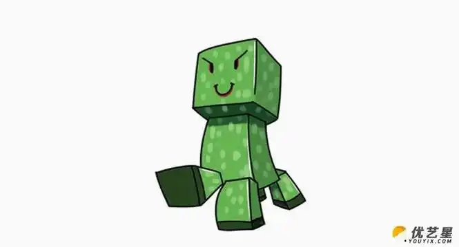 我的世界里的苦力怕怎么画 我的世界爬行者简笔画画法 爬行者卡通画