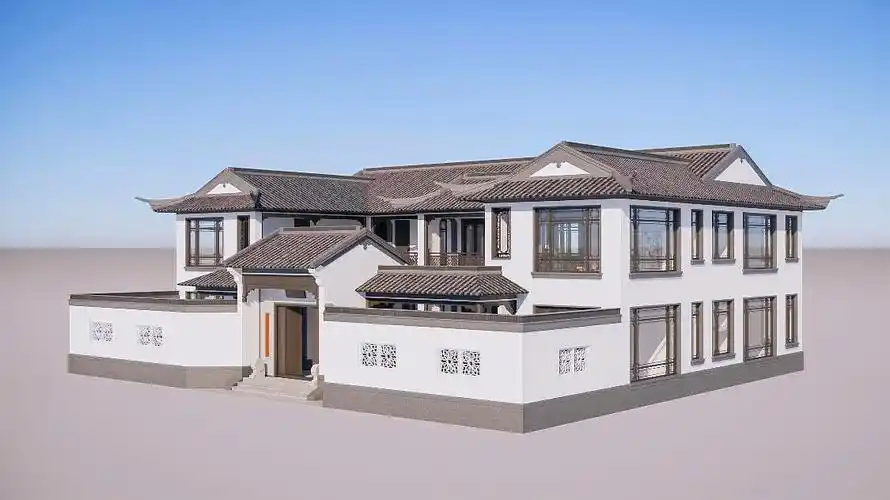 农村新中式四合院设计,现代工艺取材方便造价不高,建出大宅风范