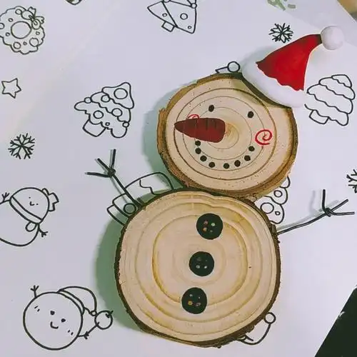 『木片手作』圣诞手工diy木片雪人
