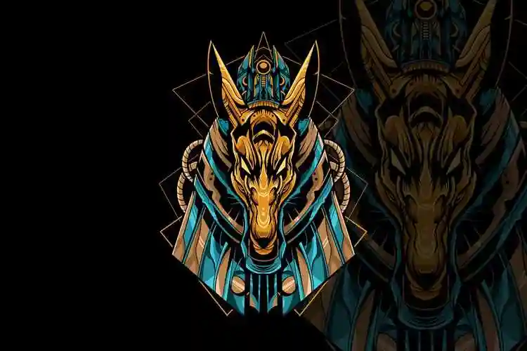 阿努比斯狗头埃及几何矢量插画anubisdogegyptgeometry