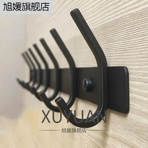 衣服挂钩排304不锈钢加厚长排挂衣钩黑色卫浴洗手间螺丝墙壁门后上下