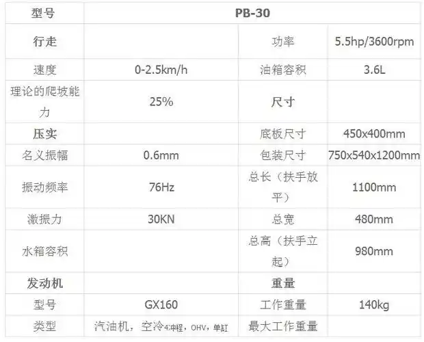 pb-30双向振动平板夯,路面压实机械,蛙式打夯机