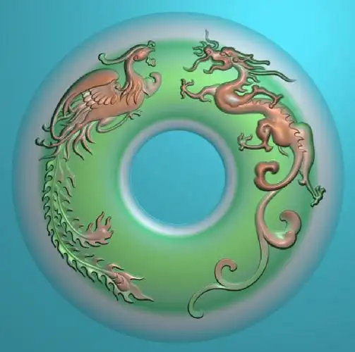圆龙凤玉石平安扣挂件jdp格式激光雕刻图案平安扣摆件电脑精雕图下载