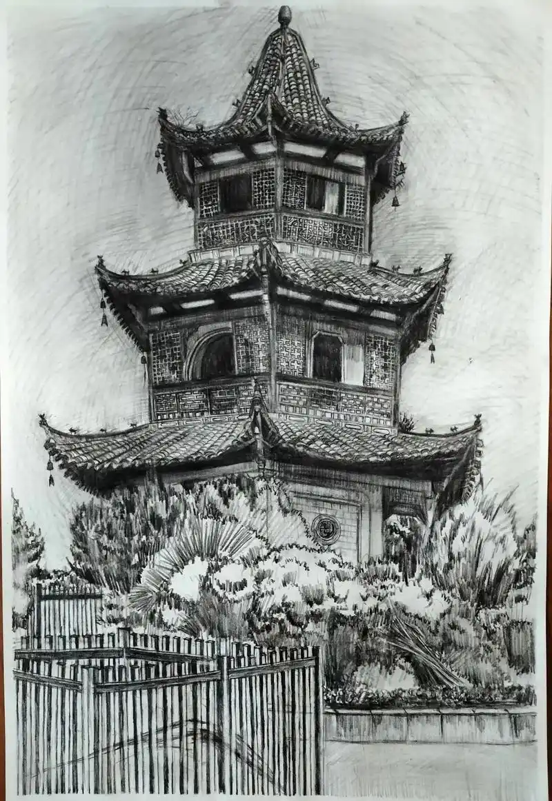 宏村#铅笔素描#徽派建筑 #美术生日常  - 抖音