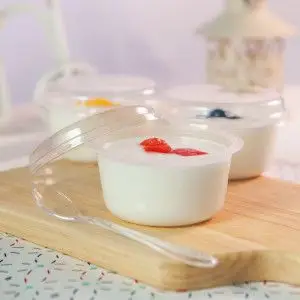 布丁杯甜品一次性杯子塑料带盖半透明圆形食品级pp耐高温烤箱网红