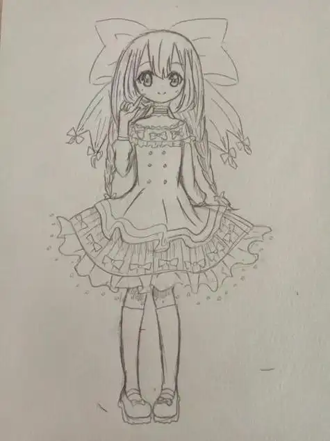 手绘二次元少女铅笔画教程简单 少女简笔画q版卡通q版超萌的动漫女孩