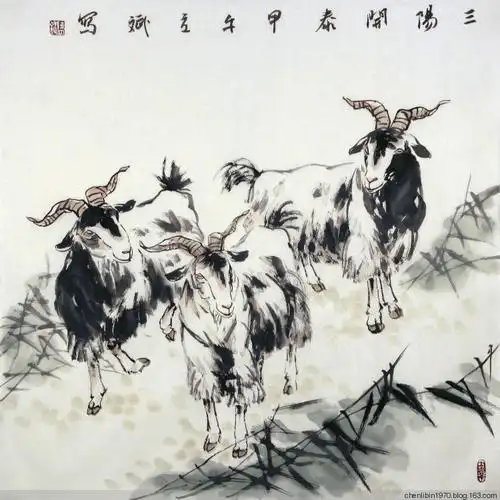 中国画家陈立斌画羊国画作品欣赏【一】