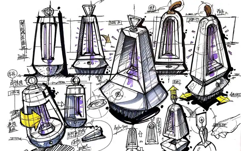 【工业产品设计手绘】原创紫外线杀菌灯设计造型推敲过程分享(2p)