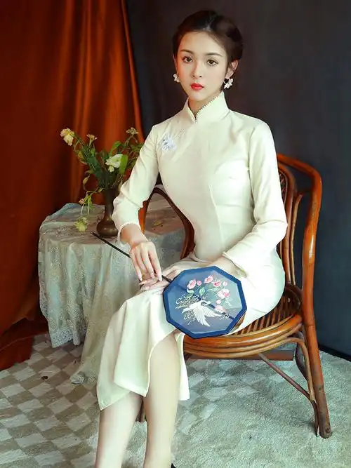 高端旗袍2021年新款时尚年轻款长袖改良版复古气质优雅长款女秋季