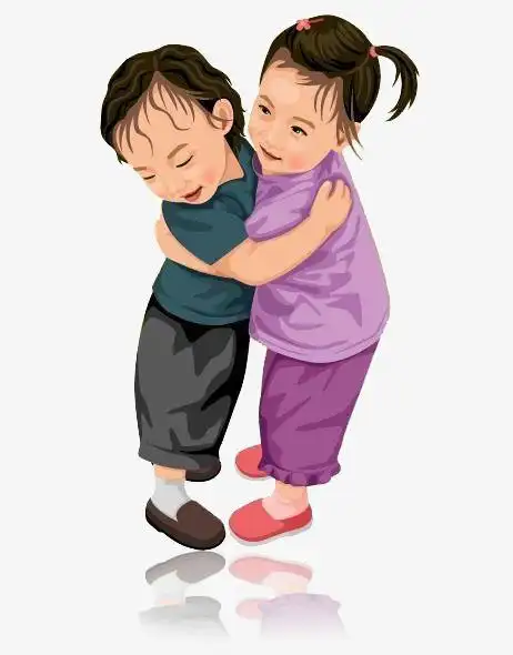 小朋友拥抱简笔画2幼儿园拥抱卡通图 第1页两个小孩拥抱在一起的简笔