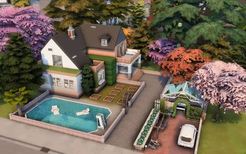 模拟人生4速建 拂春现代风花园别墅