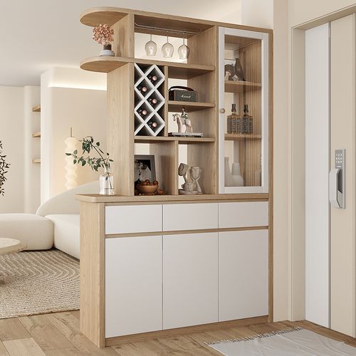 木月玄关柜现代简约入户玄关鞋柜一体酒柜客厅隔断屏风进门间厅柜