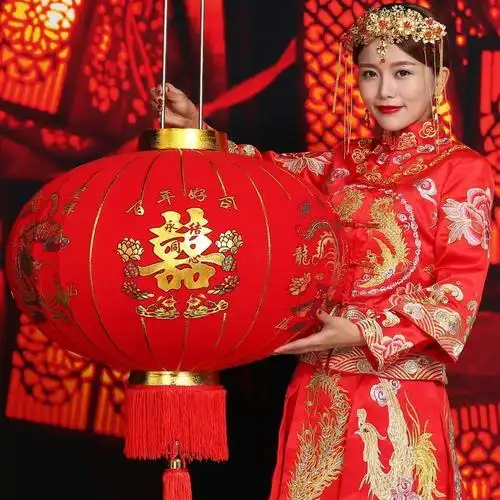 结婚灯笼户外阳台喜字新年灯笼婚庆挂饰大红灯笼挂饰串喜庆用品装饰