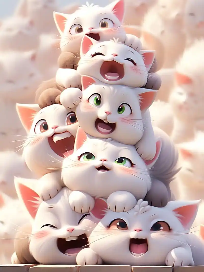 可爱猫咪叠叠乐头像壁纸背景图