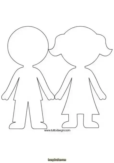 两个人手拉手的简笔画