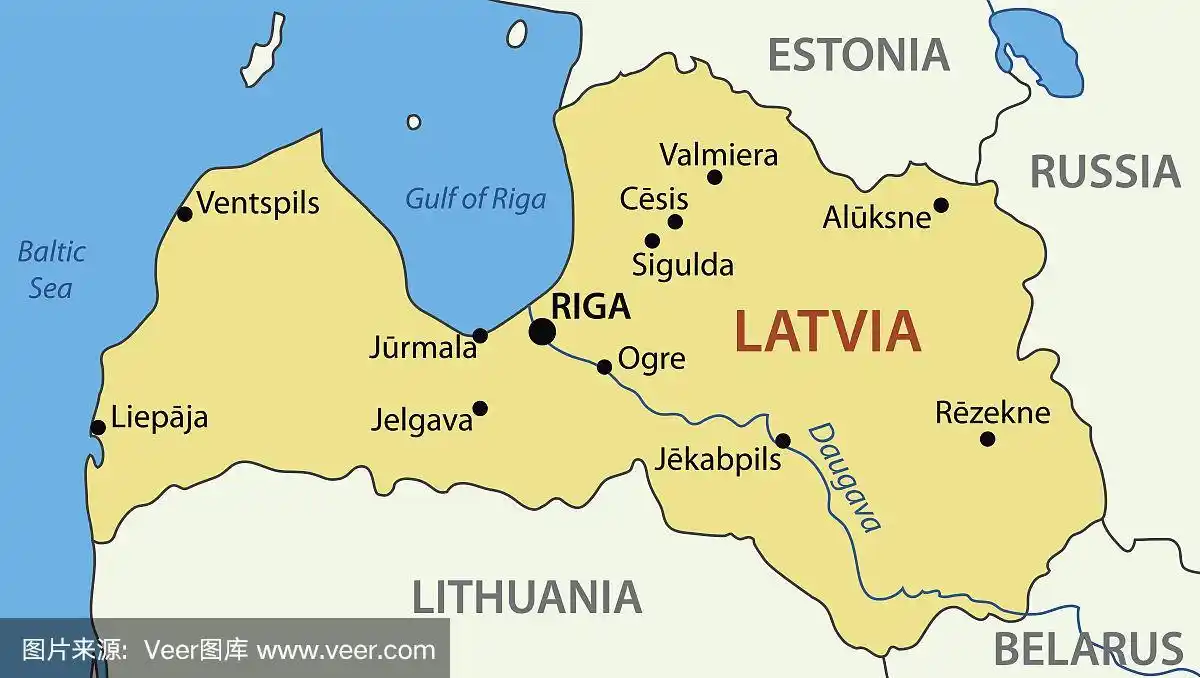 拉脱维亚共和国-矢量地图