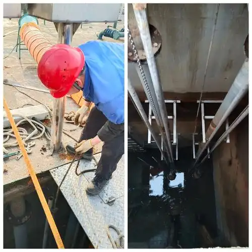 为了保证使污泥泵安放到位,不辞辛苦的机修班同事又下井给污泥井导杆