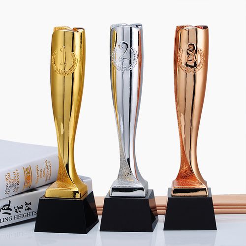 金银铜色树脂元素火炬造型冠亚季军水晶奖杯奖杯