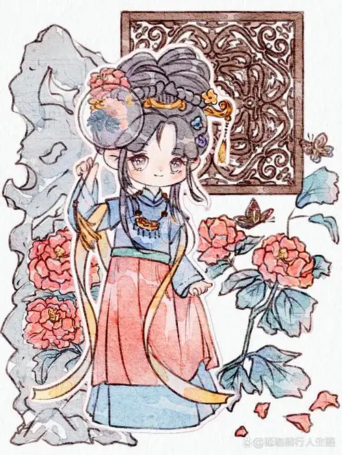 ipad水彩||宝钗扑蝶(冷色系)