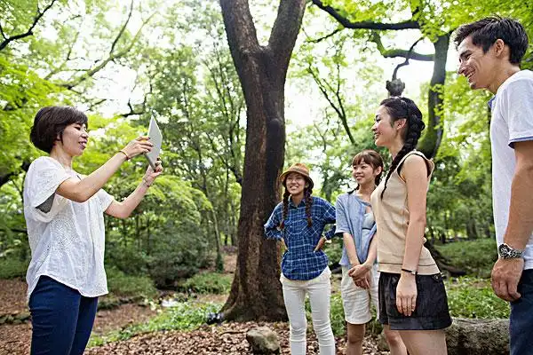 朋友,户外,聚会,树林