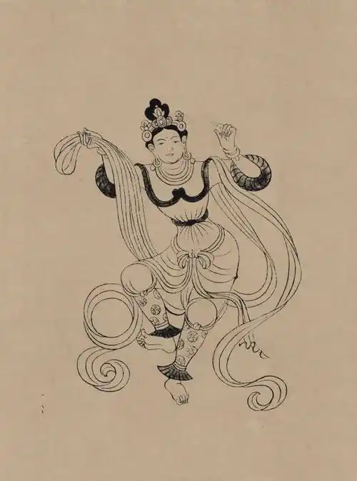 敦煌莫高窟壁画线描人物稿