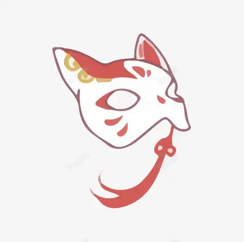 手绘插画风白色狐狸面具png免抠素材_新图网 https://ixintu.