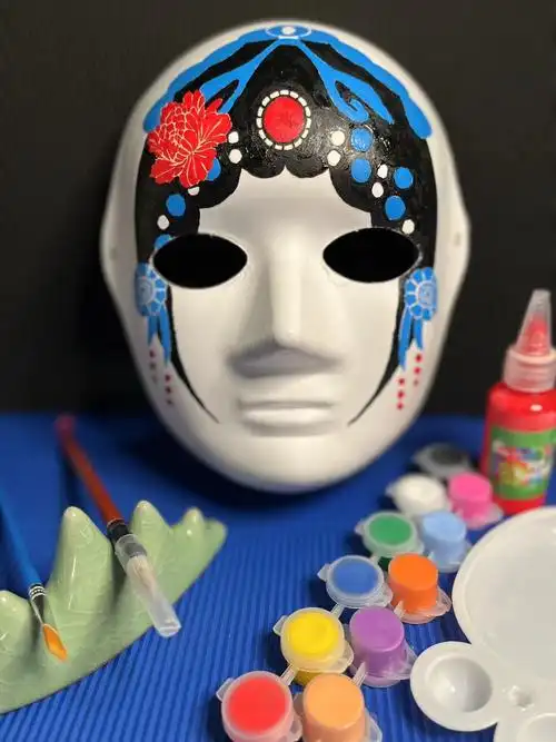 戏曲花旦线稿图色面具儿童手工diy彩绘手绘填色中国风京剧脸谱 花旦4