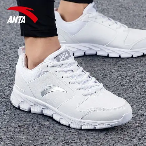 男士新款鞋子跑步运动鞋男鞋皮面安踏