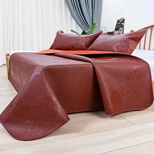 牛皮席头层水牛皮夏季三件套15m18m床折叠双人真水牛皮加厚凉席