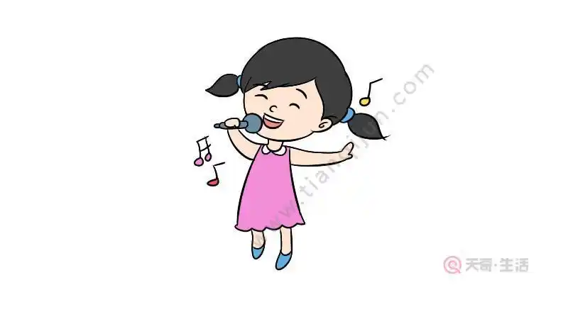 小孩拿话筒唱歌的简笔画
