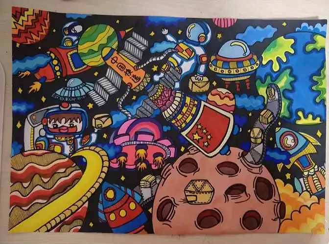 借鉴了@瀚妮啊的画#科技幻想画材料:水彩颜料 马克笔 勾线笔(油性)