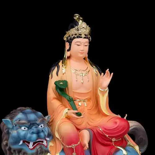 高档普贤菩萨佛像树脂华蛇三圣摆件属h兔龙严生肖本命佛家用奢华