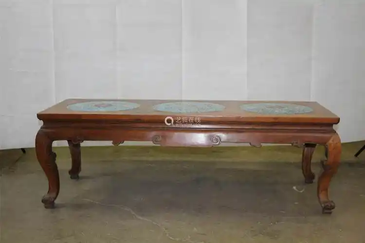 红木嵌景泰蓝茶几