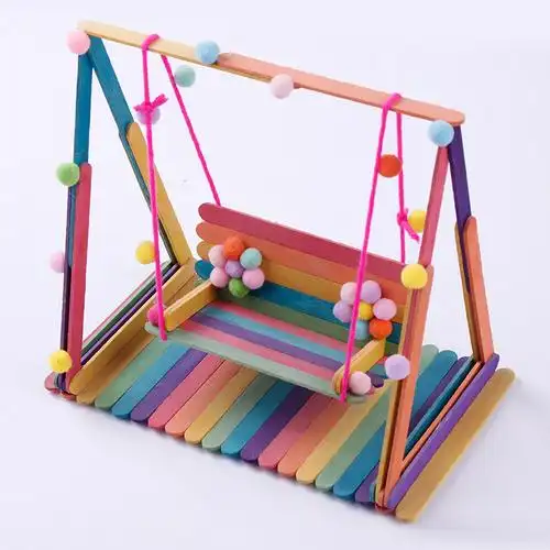 秋千彩色雪糕棒冰棍棒冰棒棍木条儿童手工diy材料制作模型小套装