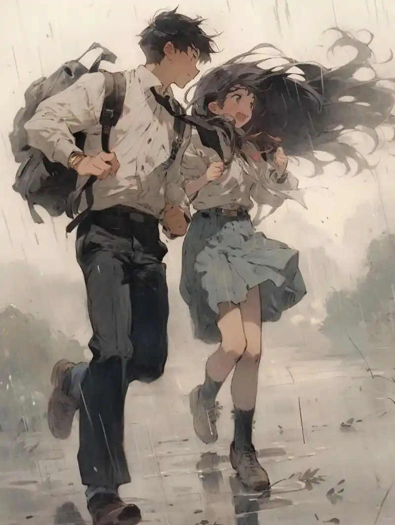 那陪我淋的雨 一幕幕都是你.#漫画 #淋雨 #ai #mid - 抖音